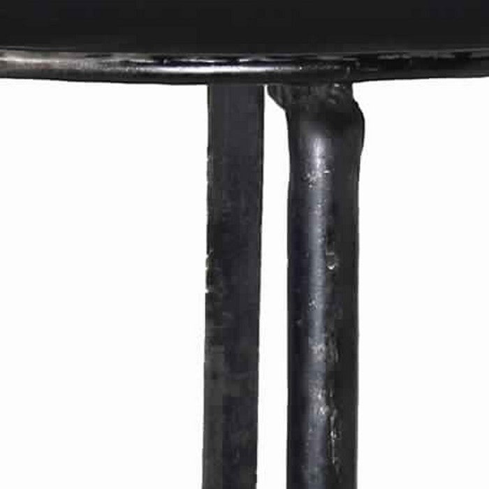 Metal Plant Stand with Round Top and Tubular Legs, Black