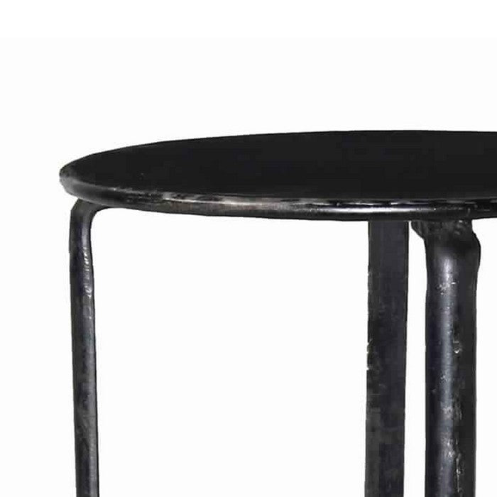 Metal Plant Stand with Round Top and Tubular Legs, Black