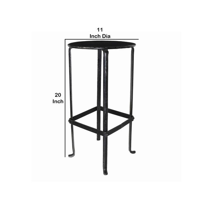 Metal Plant Stand with Round Top and Tubular Legs, Black