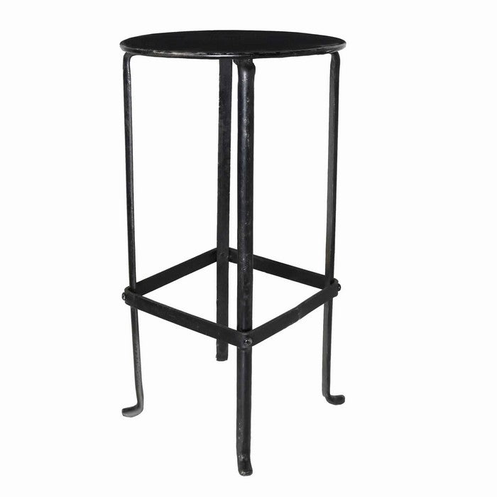 Metal Plant Stand with Round Top and Tubular Legs, Black
