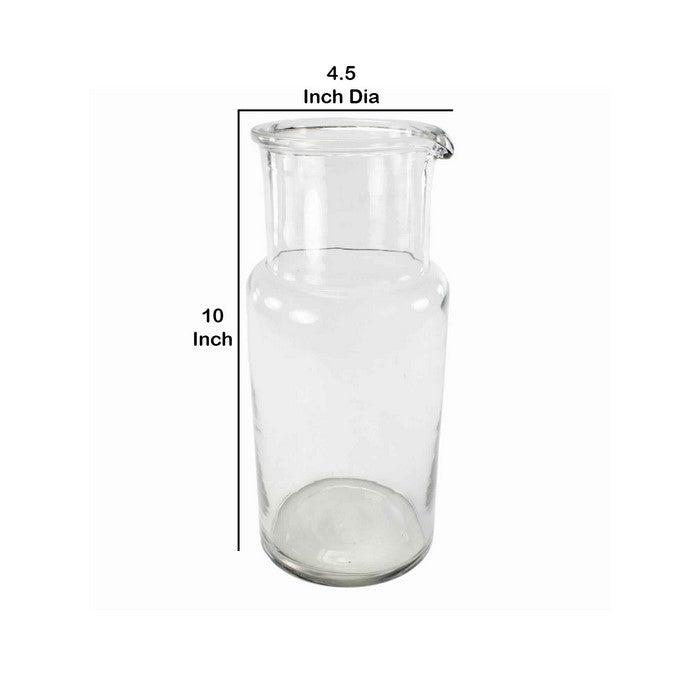 Pitcher Shape Hand Blown Glass Frame Carafe, Large, Clear