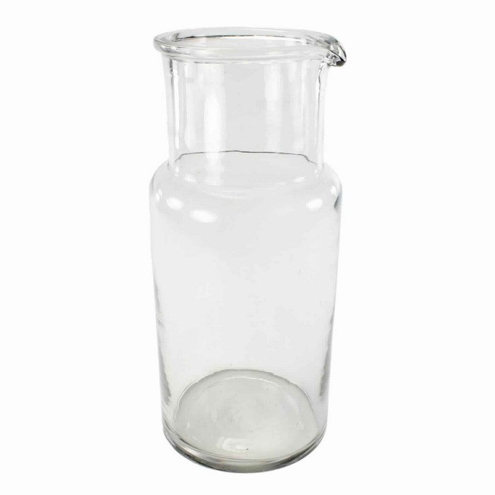 Pitcher Shape Hand Blown Glass Frame Carafe, Large, Clear