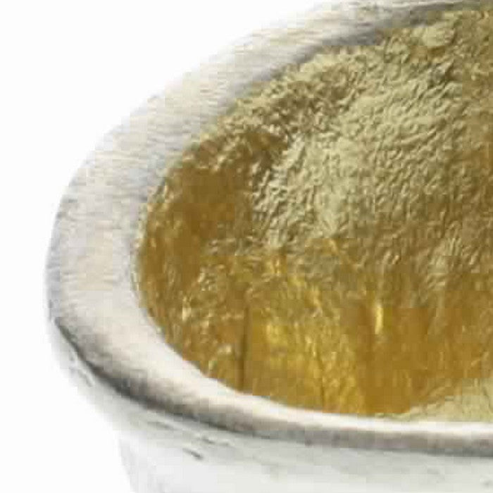 Aluminum Bowl with Shimmering Gold Leaf Interior, Large, Gold and Silver