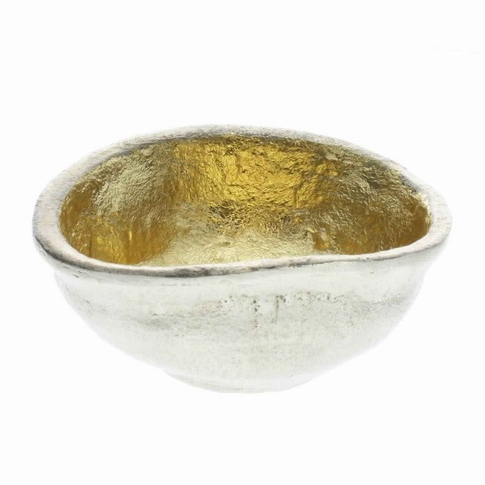 Aluminum Bowl with Shimmering Gold Leaf Interior, Large, Gold and Silver