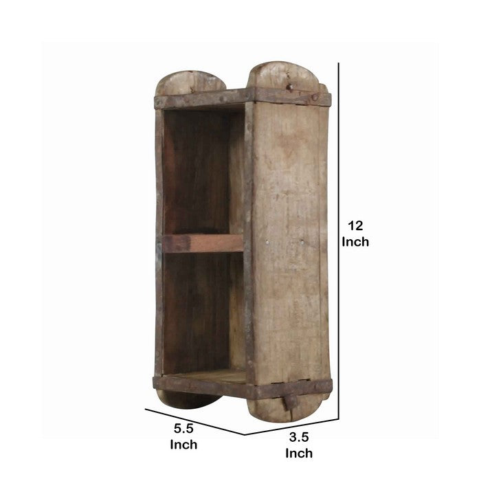 Wooden Brick Mold Design Wooden Shelf, Brown