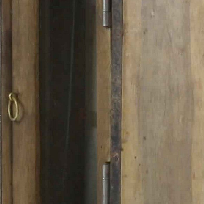 Wooden Brick Mold Cabinet with Glass Door, Natural Brown
