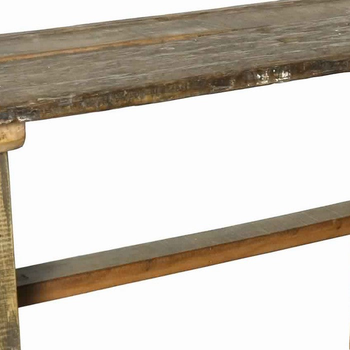 Salvaged Wooden Console Table with Trestle Base, Rustic Brown