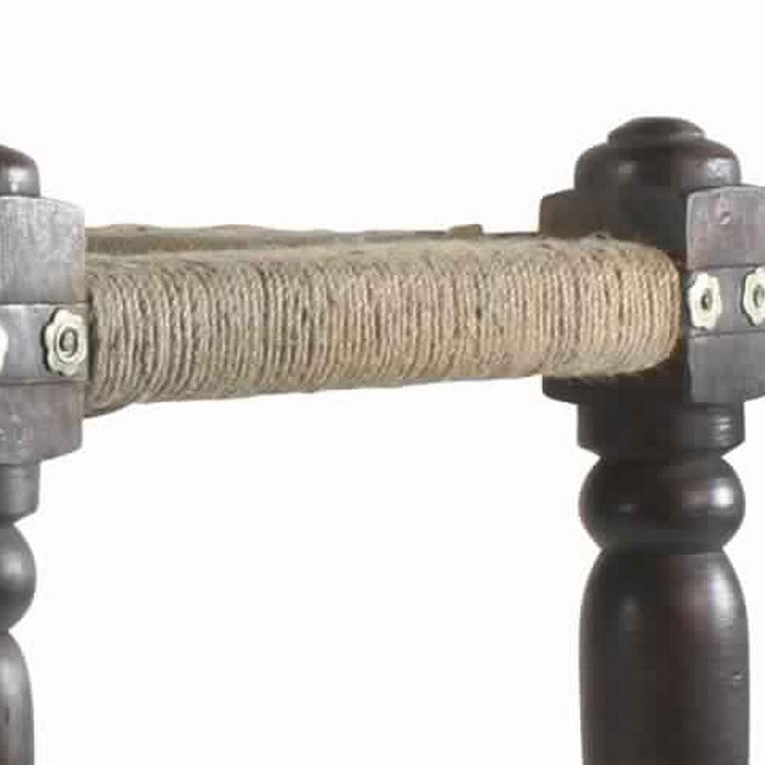 Hand Woven Jute Stool with Turned Legs, Brown