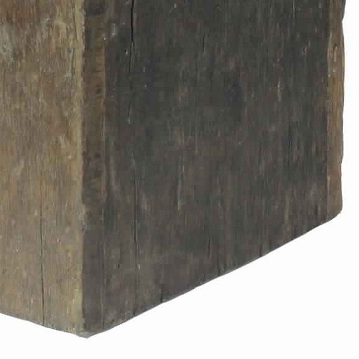 Solid Reclaimed Wood Chair with Distressed Detail and Block Seat, Brown