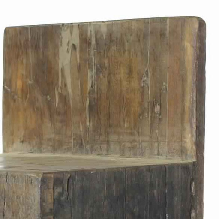 Solid Reclaimed Wood Chair with Distressed Detail and Block Seat, Brown
