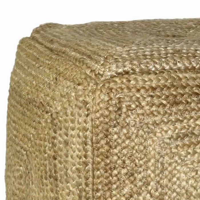 Square Hemp Pouf with Cotton Filling Inside, Light Brown
