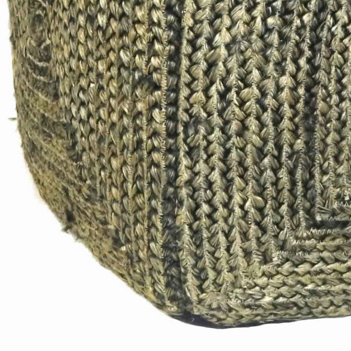 Square Hemp Pouf with Cotton Filling Inside, Beige and Gray