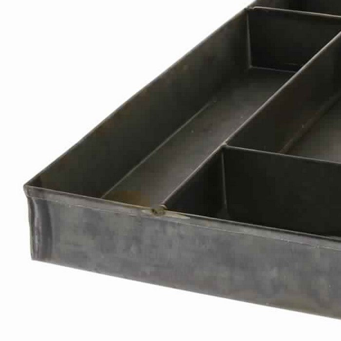 8 Compartment and 2 Tier Galvanized Metal Stand with Ring Handle, Gray