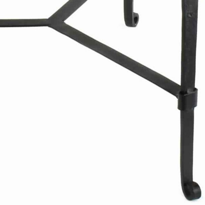 Contemporary Coffee Table with Metal Frame and Round Stone Top, Black