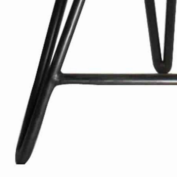 Round Wooden Counter Stool with Hairpin Legs, Set of 2, Brown and Black