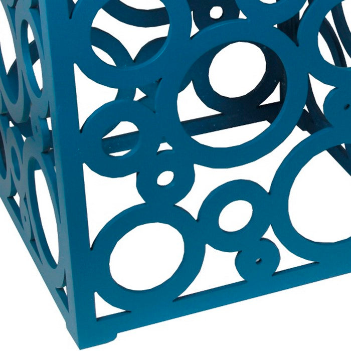 Wooden Nesting Table with Circular Cut Out Design, Set of 2, Blue