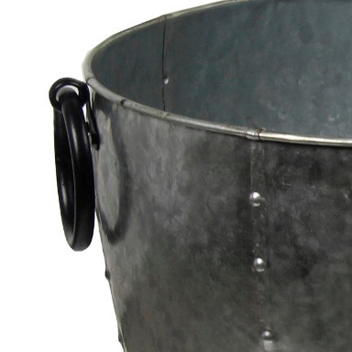 Metal Bucket with Ring Handles and Tapered Body, Set of Two, Gray