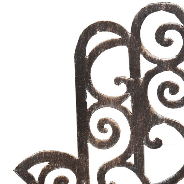Metal Hamsa Table Decor with Rectangular Base, Bronze