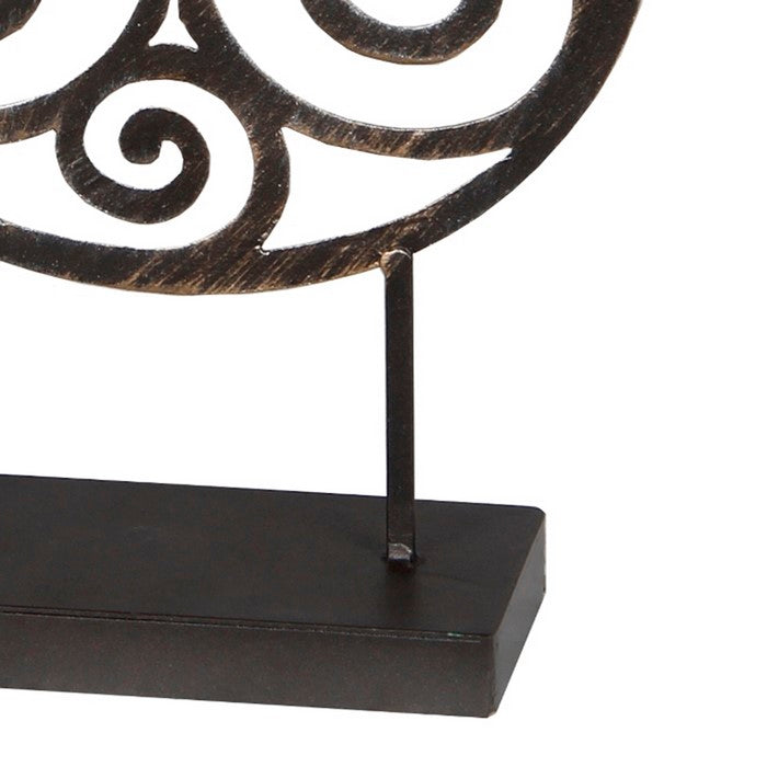 Metal Hamsa Table Decor with Rectangular Base, Bronze