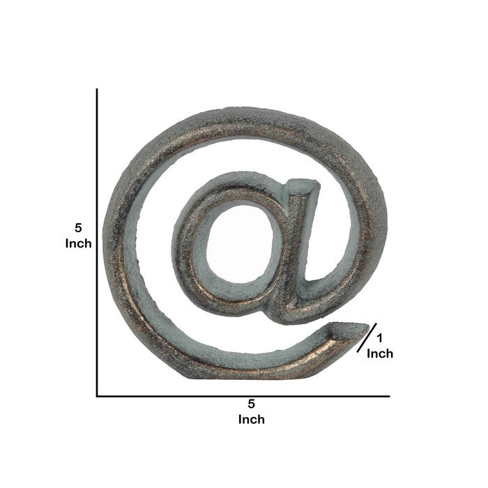 Metal At The Rate Symbol Home Decor, Bronze and Blue