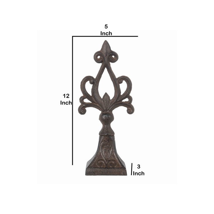 Metal Finial Table Decor with Stable Base, Brown