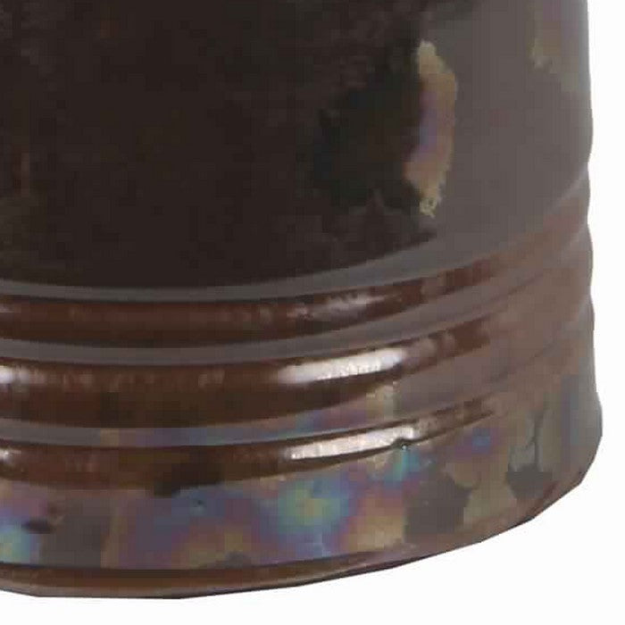 Narrow Mouth Ceramic Table Vase with Mosaic Pattern, Small, Blue and Brown
