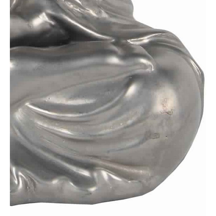 Ceramic Meditating Buddha Figurine in Dhyana Mudra Position, Silver