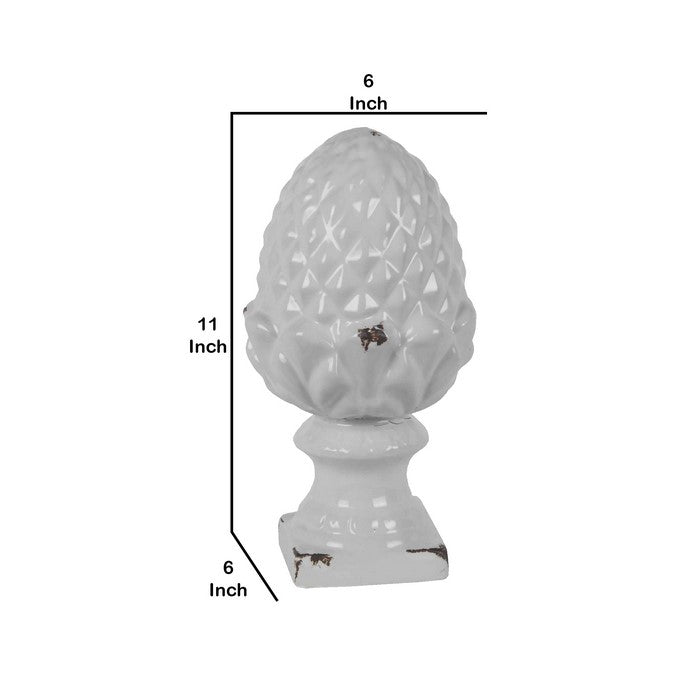 Ceramic Artichoke Figurine with Stable Base, Large, White