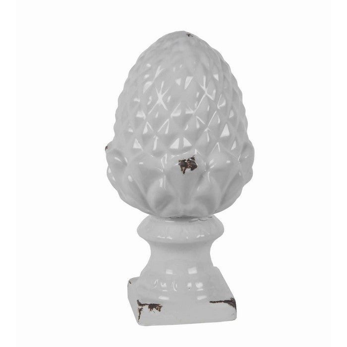 Ceramic Artichoke Figurine with Stable Base, Large, White