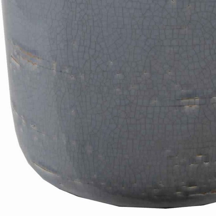 Bottle Type Ceramic Table Vase with Mosaic Pattern, Large, Blue