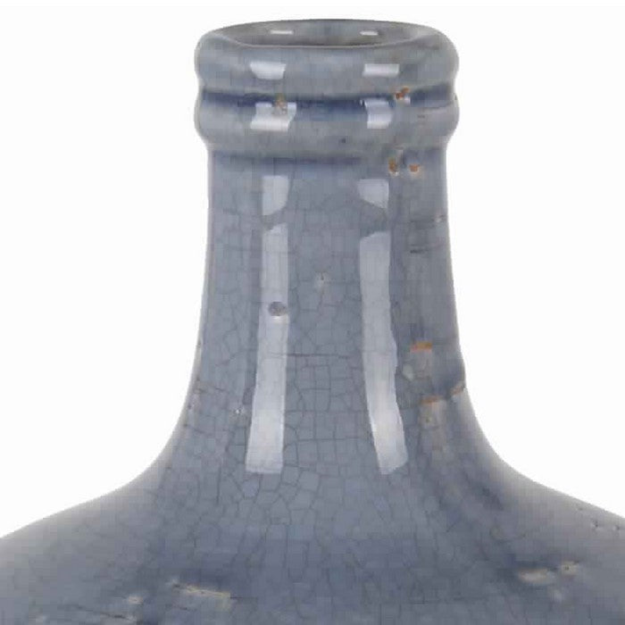 Bottle Type Ceramic Table Vase with Mosaic Pattern, Large, Blue