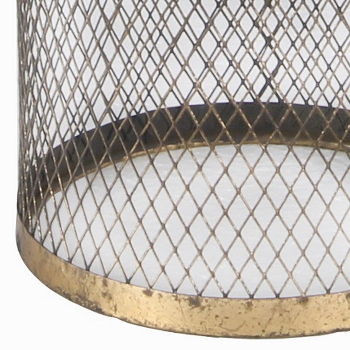 Metal Frame Battery Operated Electrical Lantern with Ring Hanger,Large,Gold