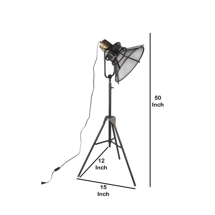 Industrial Flash Type Table Lamp with Cone Shade, Medium, Black