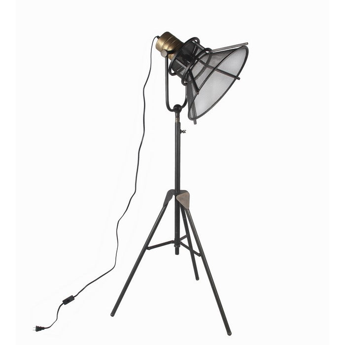 Industrial Flash Type Table Lamp with Cone Shade, Medium, Black
