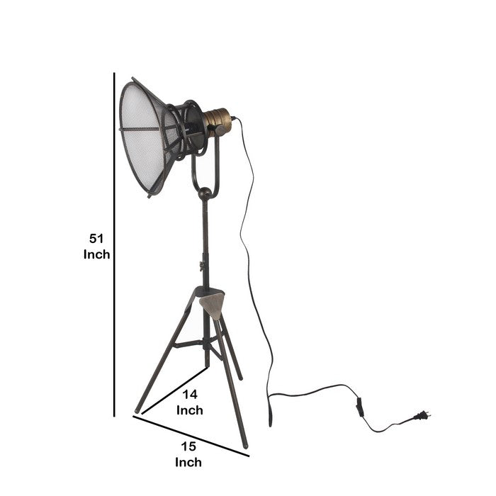 Industrial Flash Type Floor Lamp with Cone Shade, Large, Black