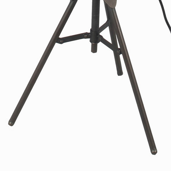 Metal Table Lamp with Cage Type Shade and Tripod Base, Medium ,Black