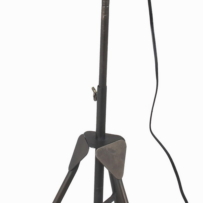 Metal Table Lamp with Cage Type Shade and Tripod Base, Medium ,Black