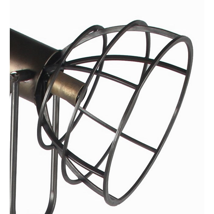Metal Floor Lamp with Cage Type Shade and Tripod Base, Large ,Black