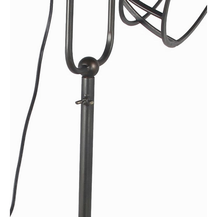 Metal Floor Lamp with Cage Type Shade and Tripod Base, Large ,Black