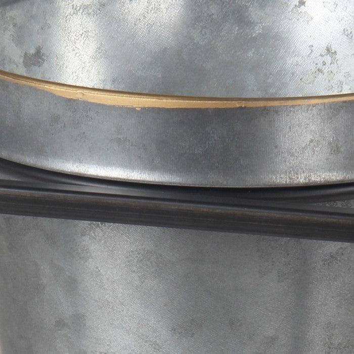 Industrial Style Metal Planter with Cubical Stand, Gray and Black