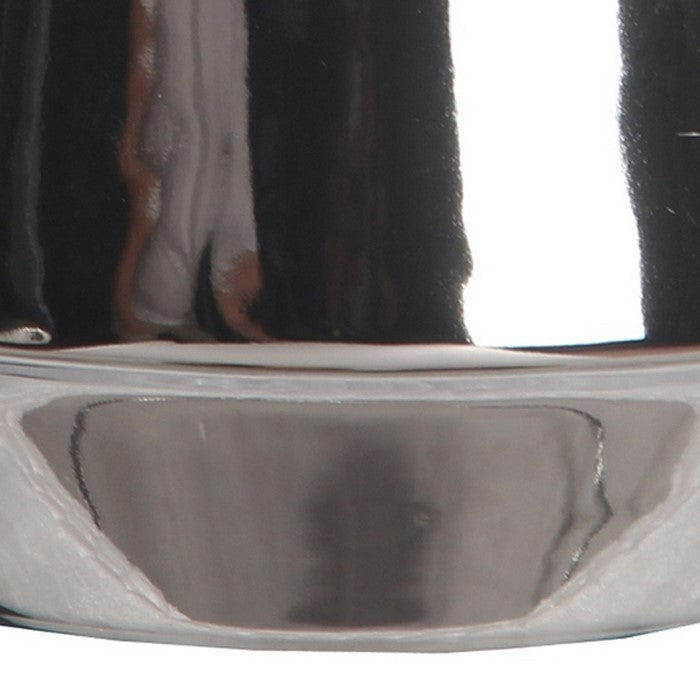 Round Ceramic Vase with Tapered Bottom and Flared Top, Small, Silver
