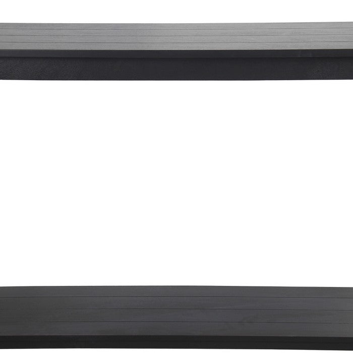 Wooden Console Table with Open Bottom Shelf and Tubular Legs, Large, Black