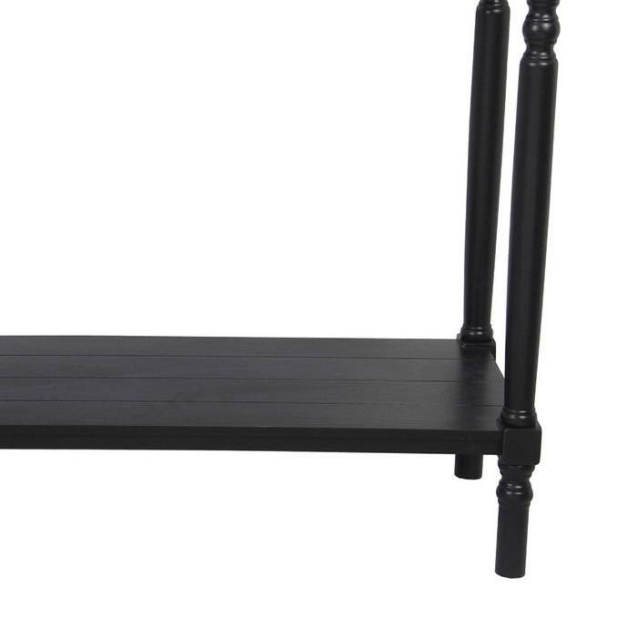 Wooden Console Table with Open Bottom Shelf and Tubular Legs, Large, Black