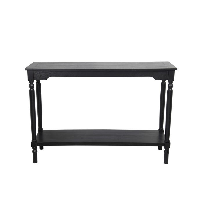 Wooden Console Table with Open Bottom Shelf and Tubular Legs, Large, Black