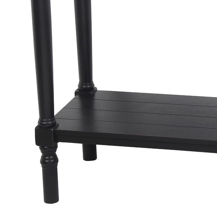 Wooden Console Table with Open Bottom Shelf and Tubular Legs, Small, Black