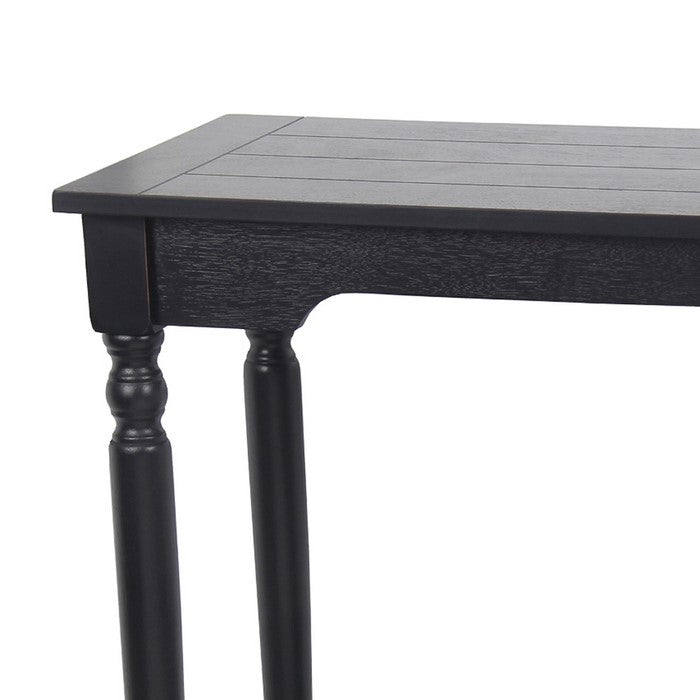 Wooden Console Table with Open Bottom Shelf and Tubular Legs, Small, Black