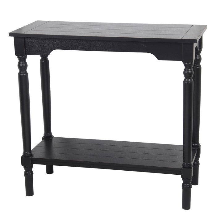 Wooden Console Table with Open Bottom Shelf and Tubular Legs, Small, Black