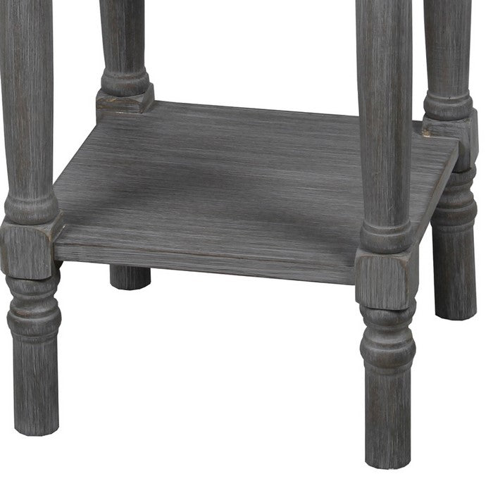Wooden End Table with One Drawer and Open Bottom Shelf, Gray