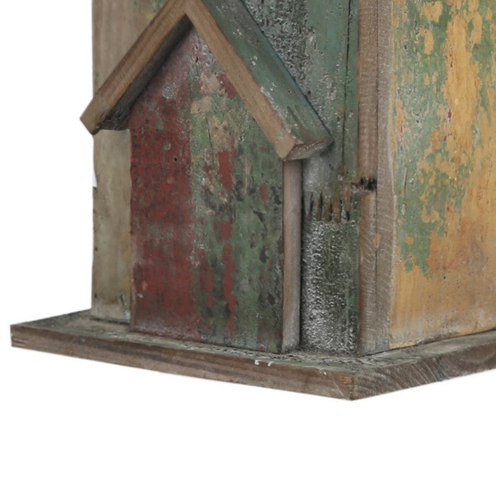 Wooden Bird House with Rope Hanger, Multicolor