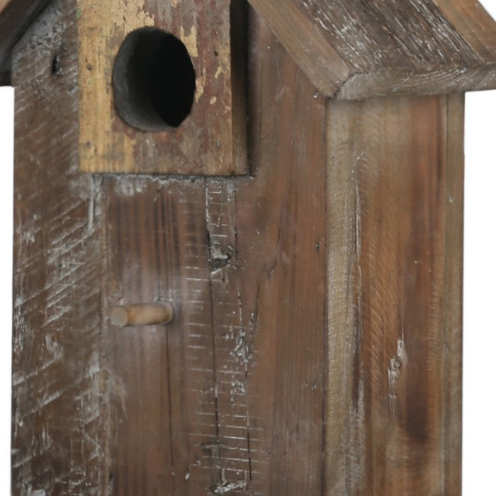 Wooden Bird House with Rope Hanger, Brown